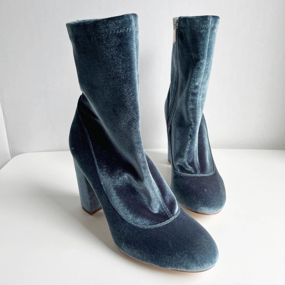 NWOT Sam Edelman Teal Velvet Calexa Sock Booties Size 7 - Picture 4 of 8